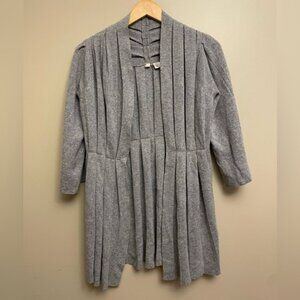 Anthropologie Moth Puckered and Pleated Cardigan Grey Small Angora Rabbit Wool